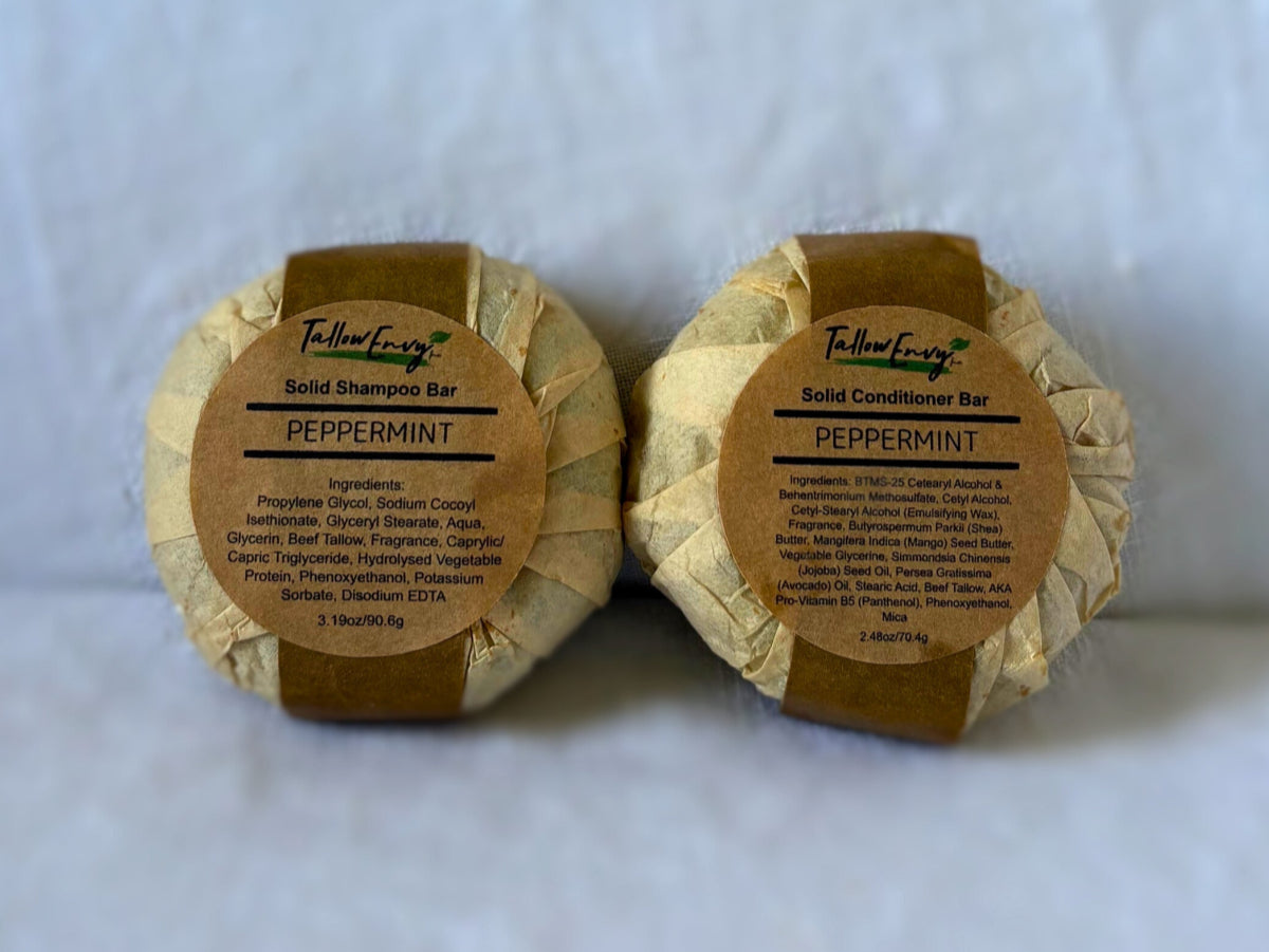 Peppermint Tallow Shampoo & Conditioner Bar by Tallow Envy Inc. – Cooling Minty Cleanse
