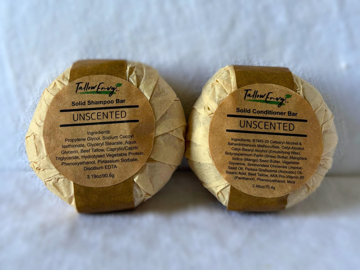 Unscented Tallow Shampoo & Conditioner Bar by Tallow Envy Inc. – Fragrance-Free Shampoo & Conditioner