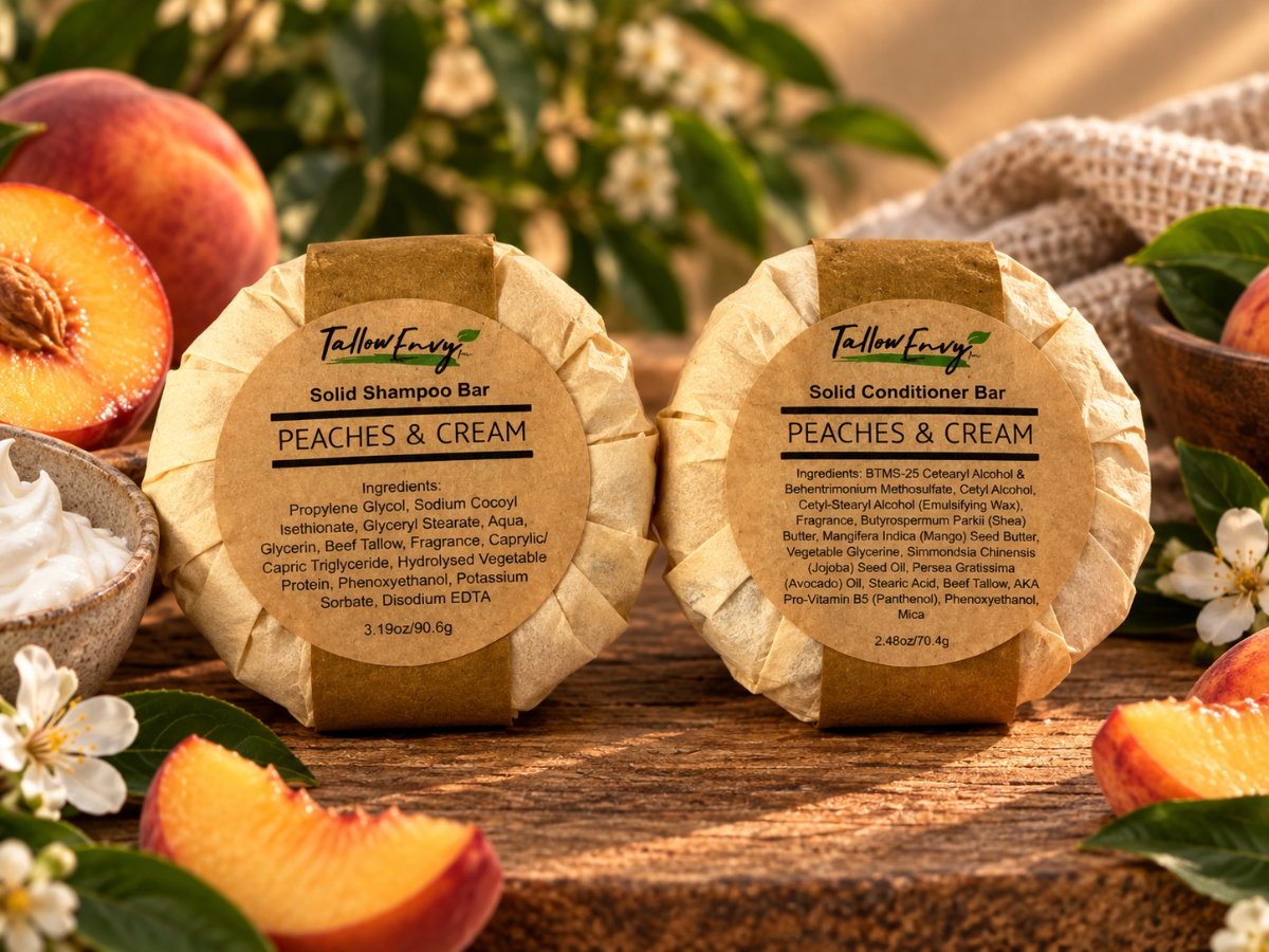 Peaches & Cream Tallow Shampoo & Conditioner Bar