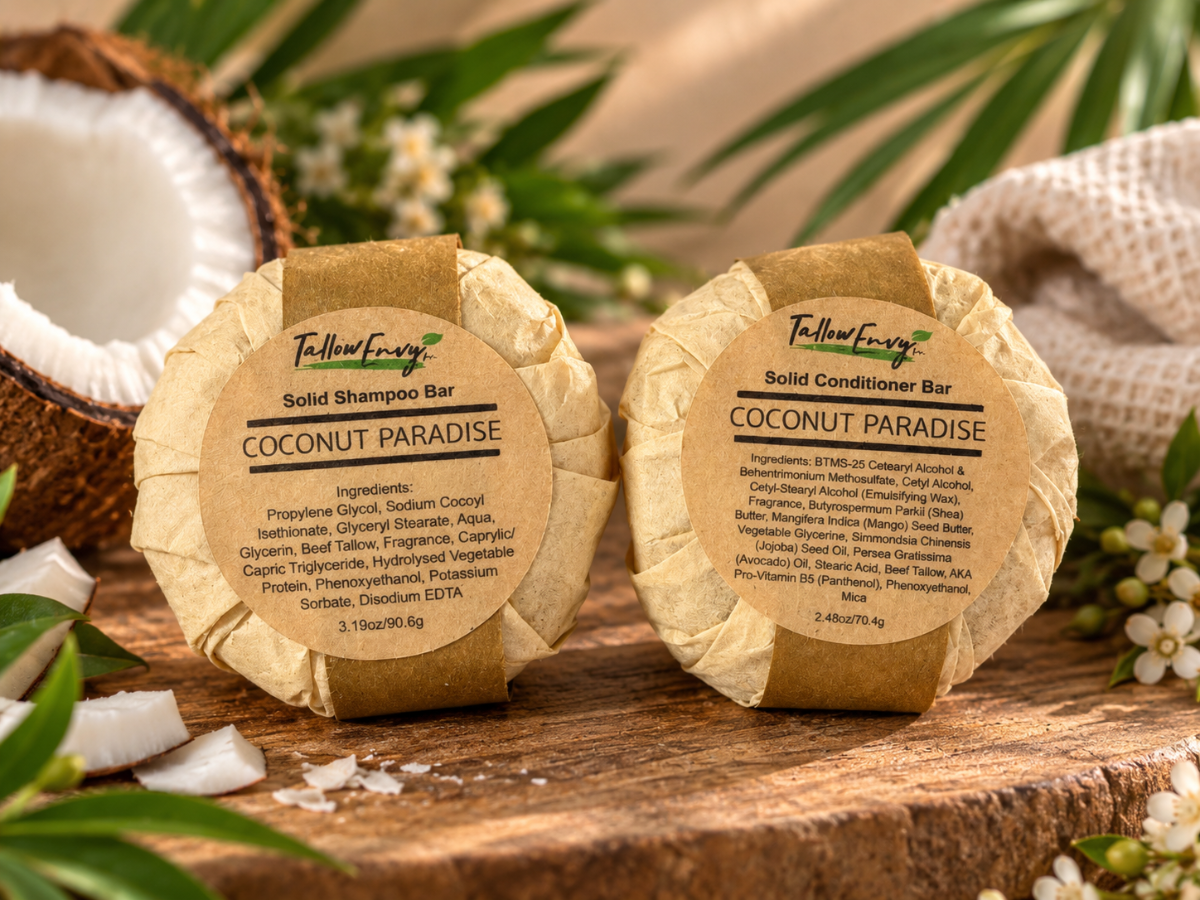 Coconut Tallow Shampoo and Conditioner Bar