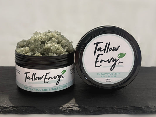 Eucalyptus Mint Salt Scrub by Tallow Envy Inc. – Natural Detoxifying & Refreshing Care