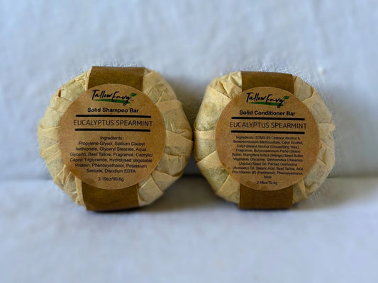 Eucalyptus Spearmint Tallow Shampoo & Conditioner Bars by Tallow Envy Inc. – Mint Fresh