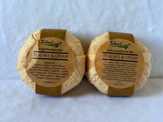 Peaches & Cream Tallow Shampoo & Conditioner Bar by Tallow Envy Inc. –  Nourishing Hair Care