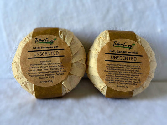 Unscented Tallow Shampoo & Conditioner Bar by Tallow Envy Inc. – Fragrance-Free Shampoo & Conditioner