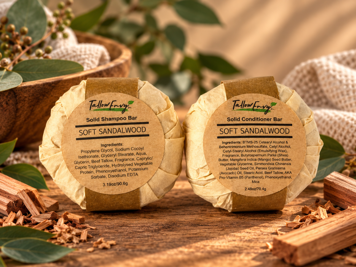 Soft Sandalwood Tallow Shampoo & Conditioner Bar